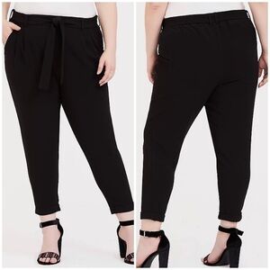 Torrid Black Structured Woven Tie Front Tapered Pants
